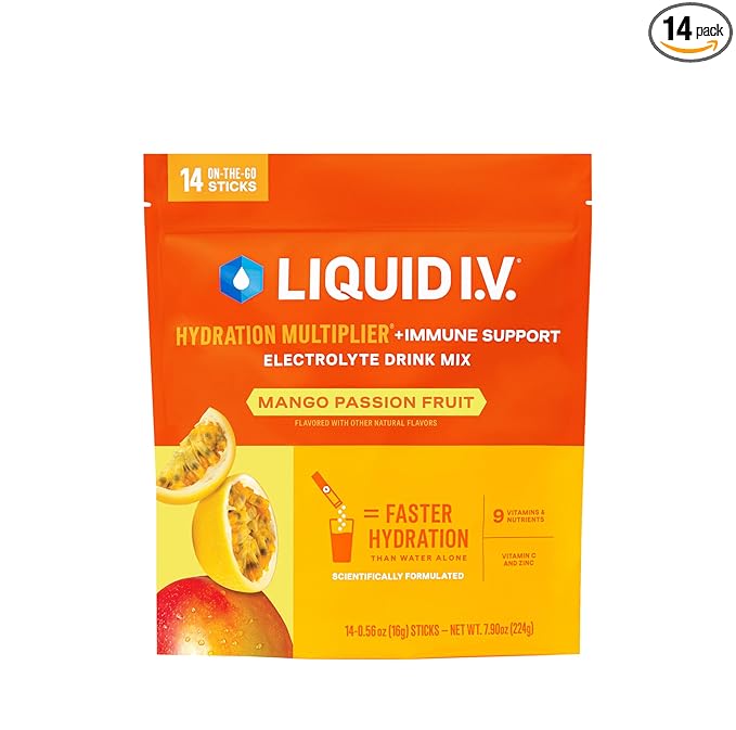 Liquid IV Mango Passion Fruit electrolyte packets